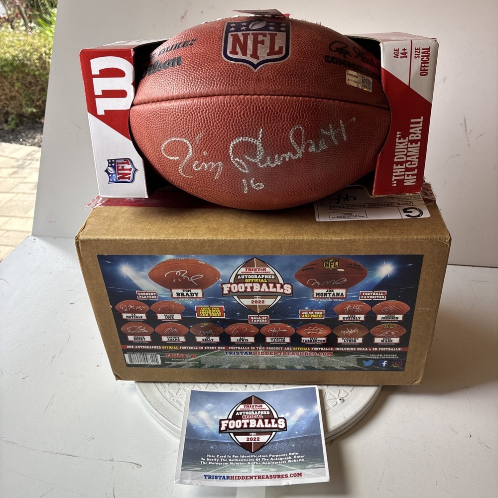 Jim Plunkett Signed Wilson NFL Football The Duke Authentic Tristar COA Raiders